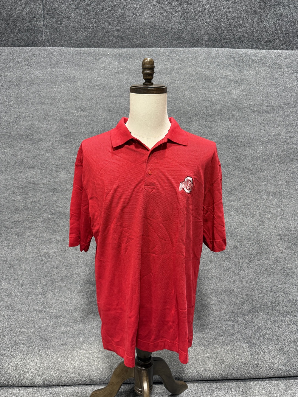 Ohio State Buckeyes Polo Shirt Mens XL Red NCAA Football Cutter & Buck DryTec